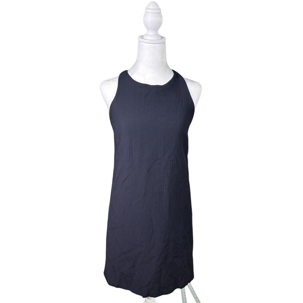 Massimo Dutti Black Textured Linen Halter‎ Neck Mini Dress Size US 6 EUR 38